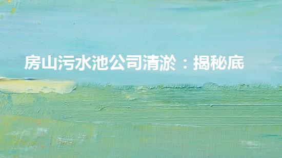 房山污水池公司清淤：揭秘底層黑幕，你真的知道這背后隱藏的秘密嗎？
